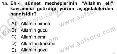 Tefsir Dersi Ara Sınavı Deneme Sınav Soruları 15. Soru
