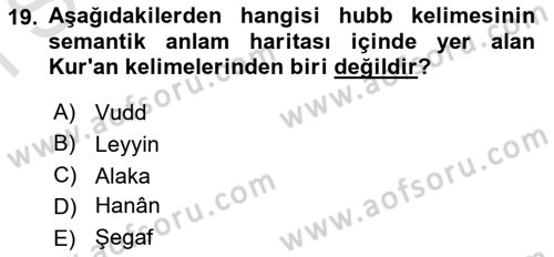 Tefsir Dersi 2021 - 2022 Yılı (Final) Dönem Sonu Sınav Soruları 19. Soru