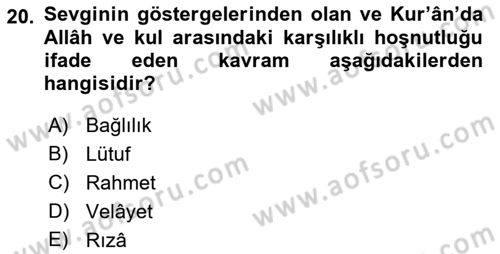 Tefsir Dersi 2021 - 2022 Yılı (Final) Dönem Sonu Sınav Soruları 20. Soru