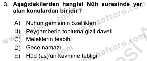 Tefsir Dersi 2021 - 2022 Yılı (Final) Dönem Sonu Sınav Soruları 3. Soru