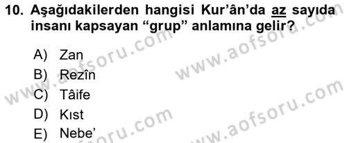 Tefsir Dersi 2021 - 2022 Yılı Yaz Okulu Sınav Soruları 10. Soru