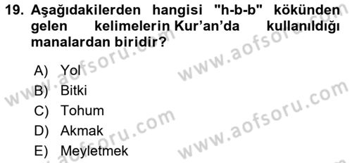 Tefsir Dersi 2021 - 2022 Yılı Yaz Okulu Sınav Soruları 19. Soru