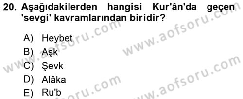 Tefsir Dersi 2021 - 2022 Yılı Yaz Okulu Sınav Soruları 20. Soru