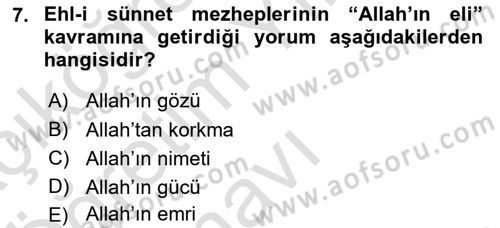 Tefsir Dersi 2021 - 2022 Yılı Yaz Okulu Sınav Soruları 7. Soru