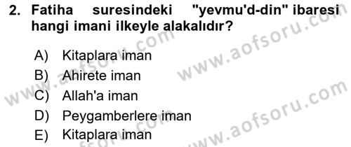 Tefsir Dersi 2022 - 2023 Yılı (Vize) Ara Sınav Soruları 2. Soru