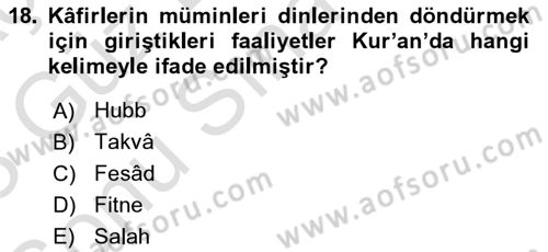 Tefsir Dersi 2022 - 2023 Yılı (Final) Dönem Sonu Sınav Soruları 18. Soru