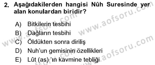 Tefsir Dersi 2022 - 2023 Yılı (Final) Dönem Sonu Sınavı 2. Soru