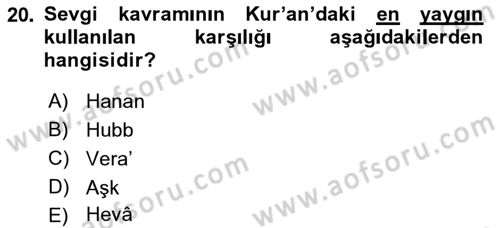 Tefsir Dersi 2022 - 2023 Yılı (Final) Dönem Sonu Sınav Soruları 20. Soru