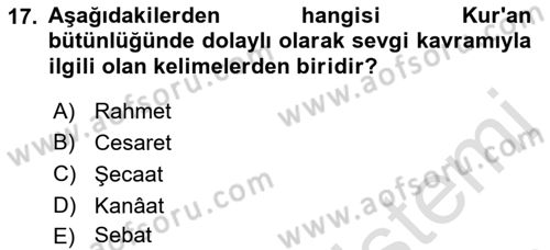 Tefsir Dersi 2022 - 2023 Yılı Yaz Okulu Sınav Soruları 17. Soru