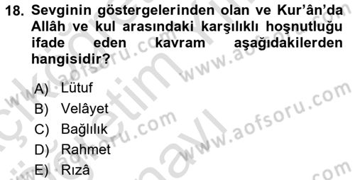 Tefsir Dersi 2022 - 2023 Yılı Yaz Okulu Sınav Soruları 18. Soru