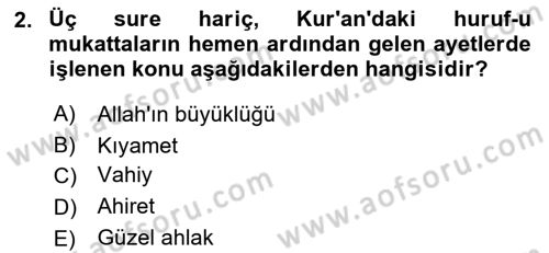 Tefsir Dersi 2022 - 2023 Yılı Yaz Okulu Sınav Soruları 2. Soru