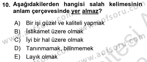 Tefsir Dersi 2023 - 2024 Yılı (Final) Dönem Sonu Sınav Soruları 10. Soru