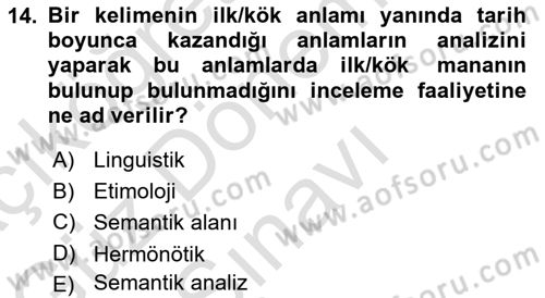 Tefsir Dersi 2023 - 2024 Yılı (Final) Dönem Sonu Sınav Soruları 14. Soru