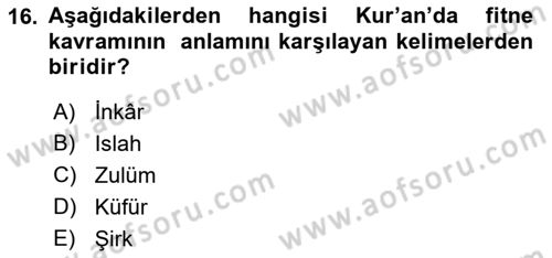 Tefsir Dersi 2023 - 2024 Yılı (Final) Dönem Sonu Sınav Soruları 16. Soru