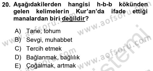 Tefsir Dersi 2023 - 2024 Yılı (Final) Dönem Sonu Sınav Soruları 20. Soru