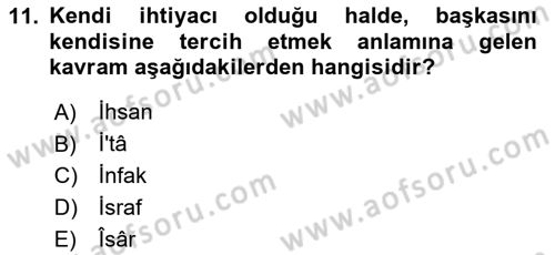 Tefsir Dersi 2023 - 2024 Yılı Yaz Okulu Sınav Soruları 11. Soru