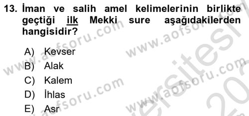 Tefsir Dersi 2023 - 2024 Yılı Yaz Okulu Sınav Soruları 13. Soru