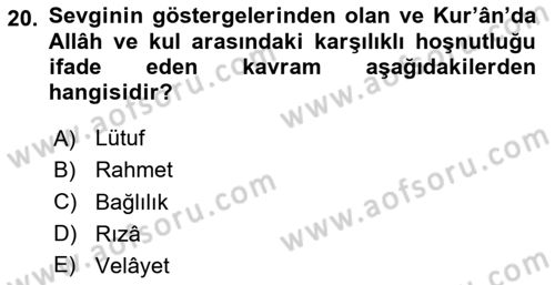 Tefsir Dersi 2023 - 2024 Yılı Yaz Okulu Sınav Soruları 20. Soru