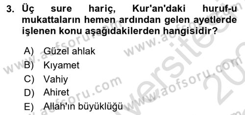 Tefsir Dersi 2023 - 2024 Yılı Yaz Okulu Sınav Soruları 3. Soru