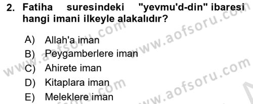 Tefsir Dersi 2024 - 2025 Yılı (Vize) Ara Sınavı 2. Soru