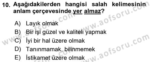 Tefsir Dersi 2024 - 2025 Yılı (Final) Dönem Sonu Sınav Soruları 10. Soru