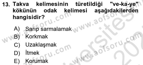 Tefsir Dersi 2024 - 2025 Yılı (Final) Dönem Sonu Sınav Soruları 13. Soru