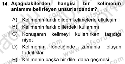 Tefsir Dersi 2024 - 2025 Yılı (Final) Dönem Sonu Sınav Soruları 14. Soru