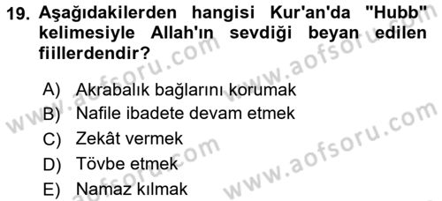 Tefsir Dersi 2024 - 2025 Yılı (Final) Dönem Sonu Sınav Soruları 19. Soru