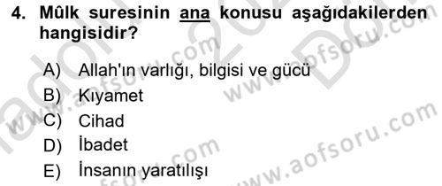 Tefsir Dersi 2024 - 2025 Yılı (Final) Dönem Sonu Sınav Soruları 4. Soru