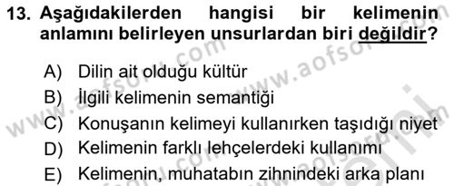 Tefsir Dersi 2024 - 2025 Yılı Yaz Okulu Sınav Soruları 13. Soru