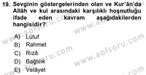 Tefsir Dersi 2024 - 2025 Yılı Yaz Okulu Sınav Soruları 19. Soru