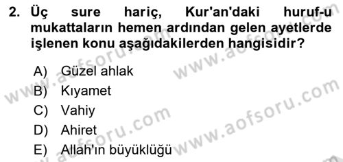 Tefsir Dersi 2024 - 2025 Yılı Yaz Okulu Sınav Soruları 2. Soru