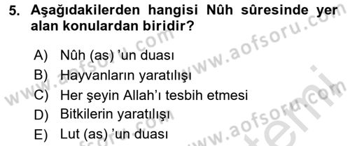 Tefsir Dersi 2024 - 2025 Yılı Yaz Okulu Sınav Soruları 5. Soru