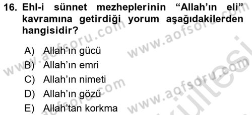 Tefsir Dersi 2025 - 2026 Yılı (Vize) Ara Sınav Soruları 16. Soru