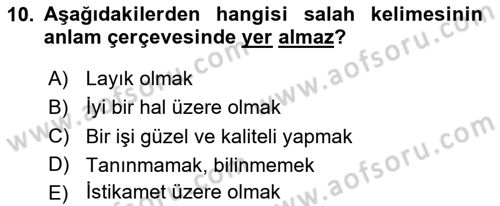 Tefsir Dersi 2025 - 2026 Yılı (Final) Dönem Sonu Sınav Soruları 10. Soru