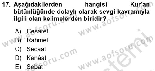 Tefsir Dersi 2025 - 2026 Yılı Yaz Okulu Sınav Soruları 17. Soru
