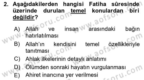 Tefsir Dersi 2025 - 2026 Yılı Yaz Okulu Sınav Soruları 2. Soru