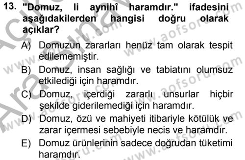 Günümüz Fıkıh Problemleri Dersi 2012 - 2013 Yılı (Vize) Ara Sınav Soruları 13. Soru