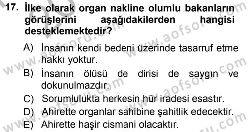 Günümüz Fıkıh Problemleri Dersi 2012 - 2013 Yılı (Vize) Ara Sınav Soruları 17. Soru