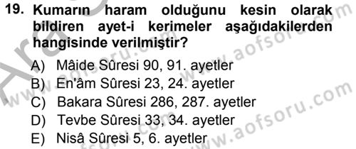 Günümüz Fıkıh Problemleri Dersi 2012 - 2013 Yılı (Vize) Ara Sınav Soruları 19. Soru