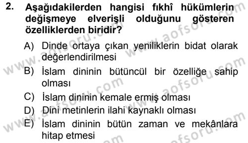 Günümüz Fıkıh Problemleri Dersi 2012 - 2013 Yılı (Vize) Ara Sınav Soruları 2. Soru