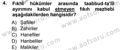 Günümüz Fıkıh Problemleri Dersi 2012 - 2013 Yılı (Vize) Ara Sınav Soruları 4. Soru
