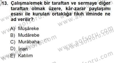 Günümüz Fıkıh Problemleri Dersi 2012 - 2013 Yılı (Final) Dönem Sonu Sınav Soruları 13. Soru