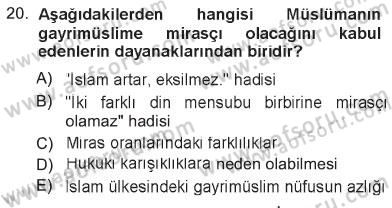 Günümüz Fıkıh Problemleri Dersi 2012 - 2013 Yılı Tek Ders Sınav Soruları 20. Soru