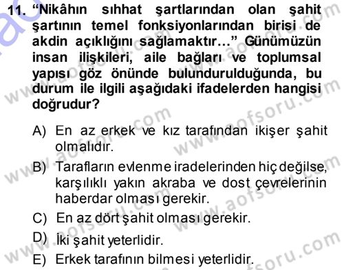 Günümüz Fıkıh Problemleri Dersi 2013 - 2014 Yılı (Vize) Ara Sınav Soruları 11. Soru