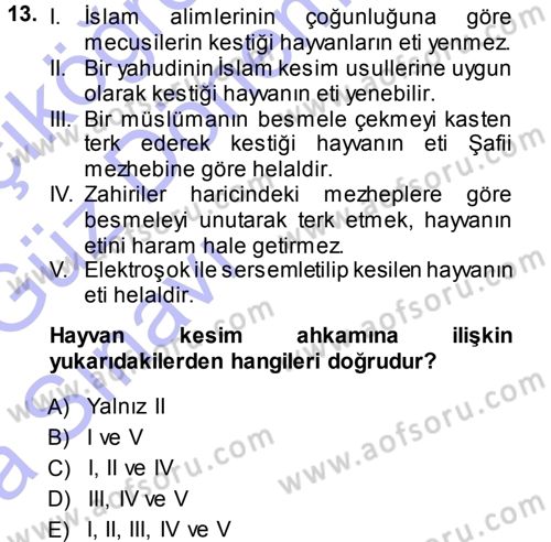 Günümüz Fıkıh Problemleri Dersi 2013 - 2014 Yılı (Vize) Ara Sınav Soruları 13. Soru