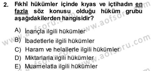 Günümüz Fıkıh Problemleri Dersi 2013 - 2014 Yılı (Vize) Ara Sınav Soruları 2. Soru