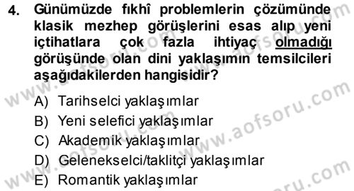 Günümüz Fıkıh Problemleri Dersi 2013 - 2014 Yılı (Vize) Ara Sınav Soruları 4. Soru