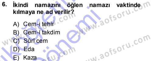 Günümüz Fıkıh Problemleri Dersi 2013 - 2014 Yılı (Vize) Ara Sınav Soruları 6. Soru