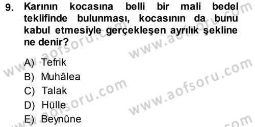 Günümüz Fıkıh Problemleri Dersi 2013 - 2014 Yılı (Vize) Ara Sınav Soruları 9. Soru